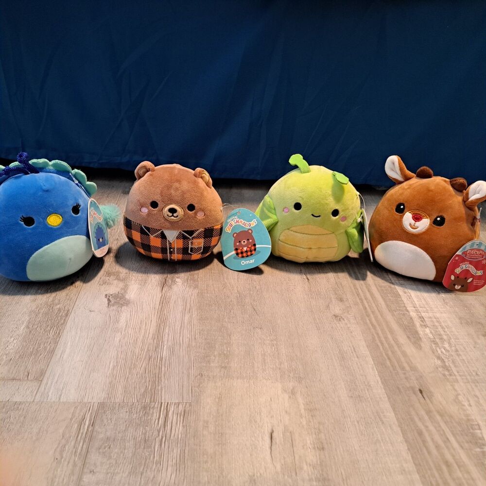 Squishmallows 5" Priscilla Pilar Omar and Rudolph Reindeer NWT Lot Of 4